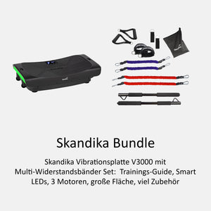 Skandika Vibrationsplatte V3000 mit Multi-Widerstandsbänder Set